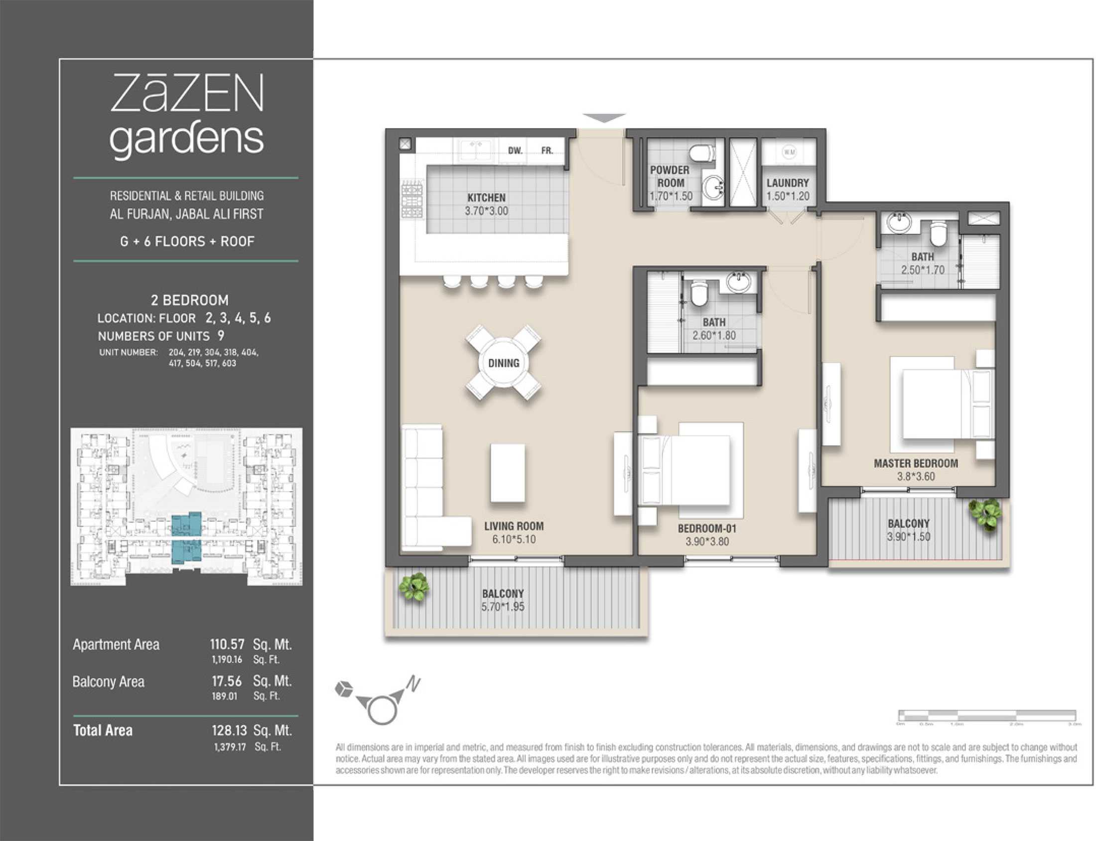 Unit Number 204, 219, 304, 318, 404, 417, 504, 517, 603